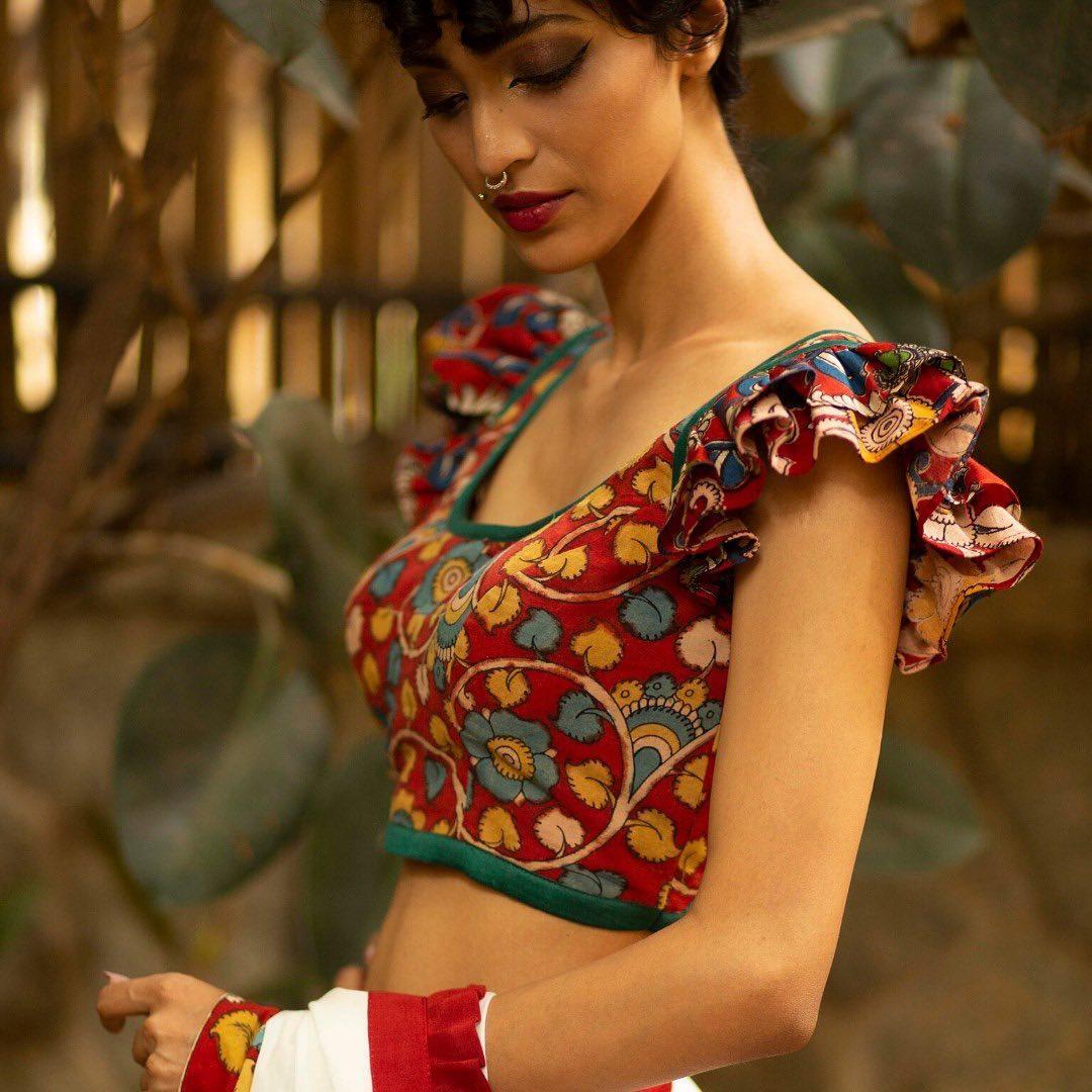 Maroon Multi-Colored Hand Tie Dye Cotton Saree with Golden Lace Detail