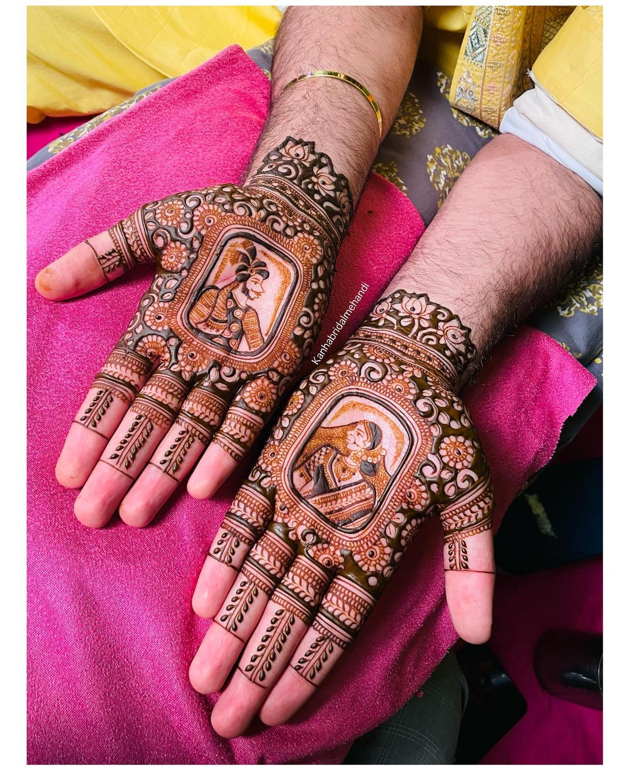 Rajasthani Royalty Half and Half Mehndi Design 