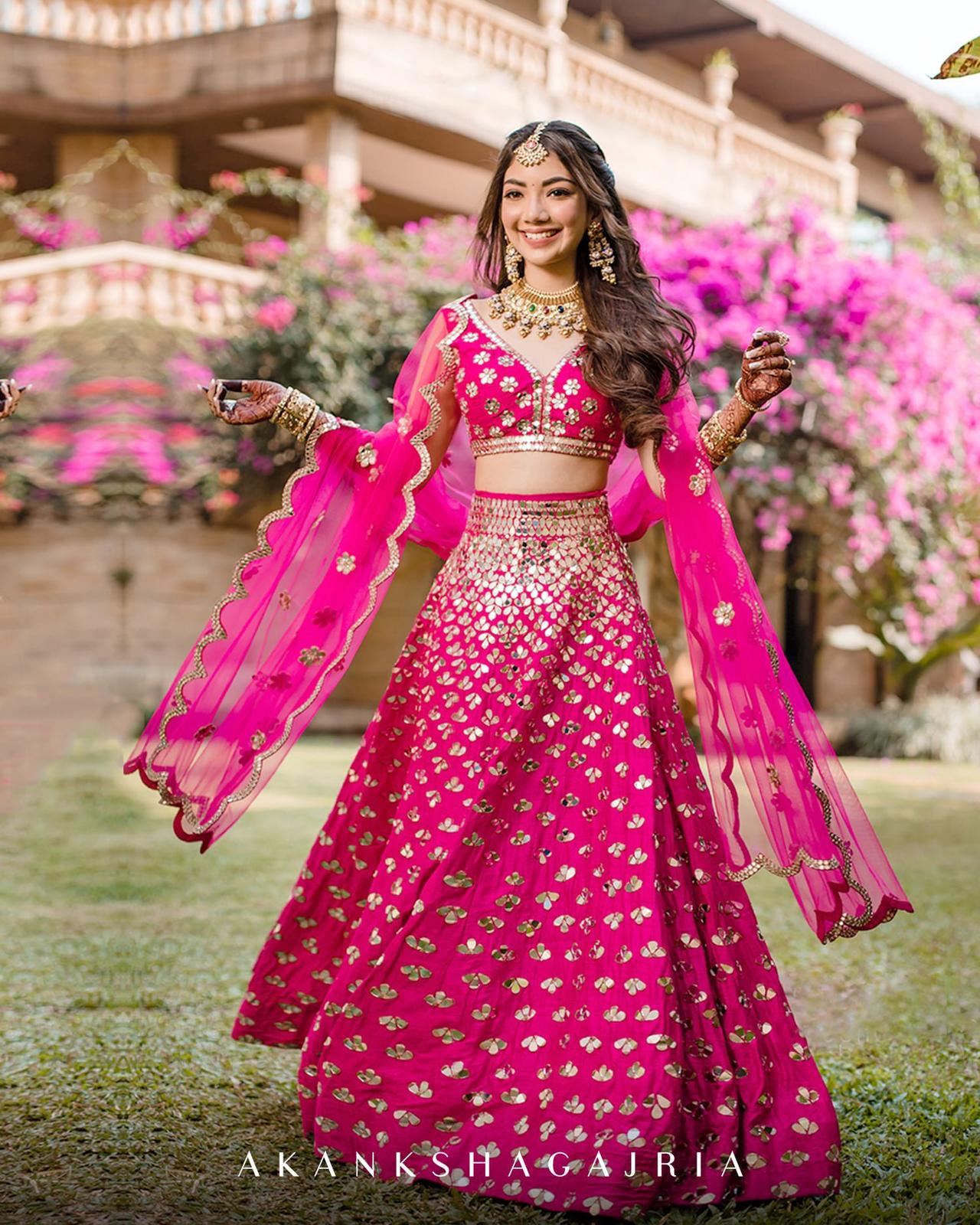 35+ Mirror work lehengas to glam up your wedding | WeddingSutra