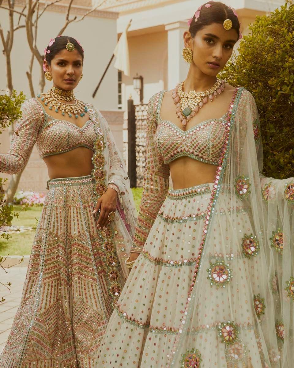 Bridal Lehenga with Mirror & Bead Work