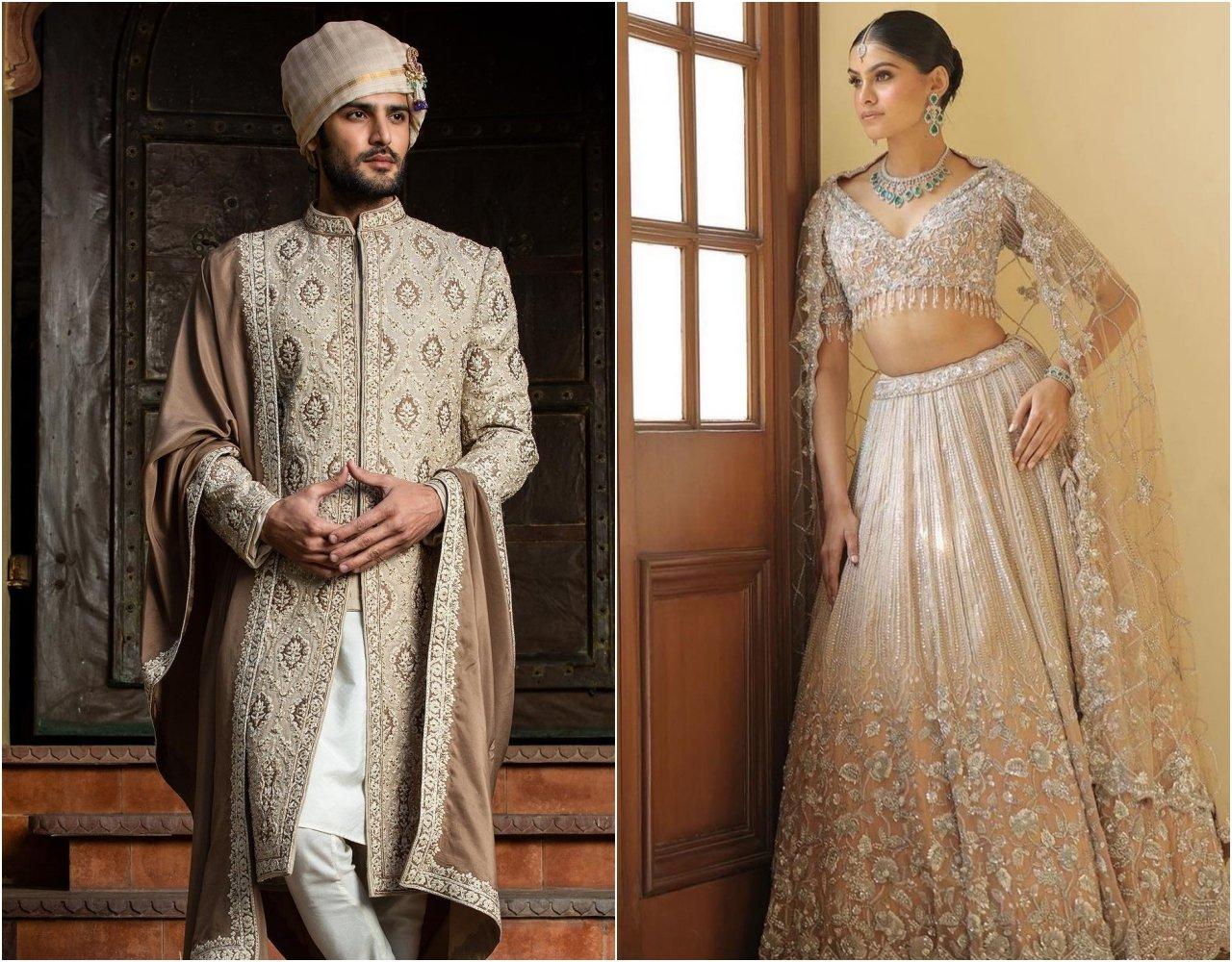 190407) -- VANCOUVER, April 7, 2019 -- People look at an Indian style  wedding dress during the 4th Bridal Fashion Week in Vancouver, Canada,  April 6, 2019. The annual Bridal Fashion Week