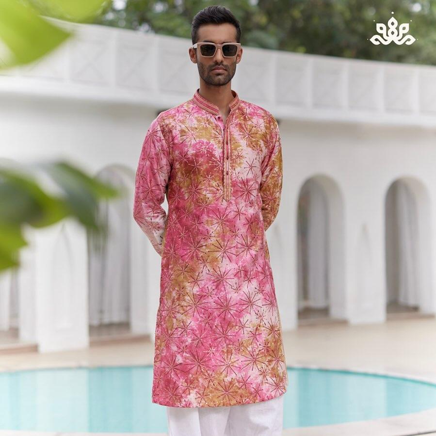 Sequins Work Wedding Wear Kurta Pajama