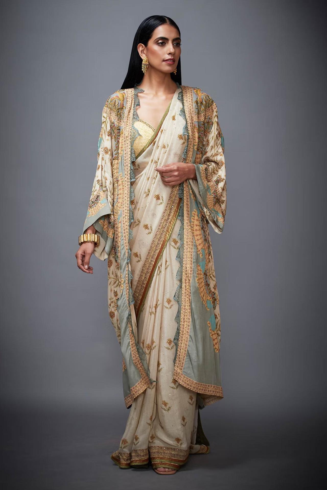 Dark Yellow Tencel Luxe Printed Saree Set Design by JJV.Kapurthala By JJ  Valaya at Pernia's Pop Up Shop 2024