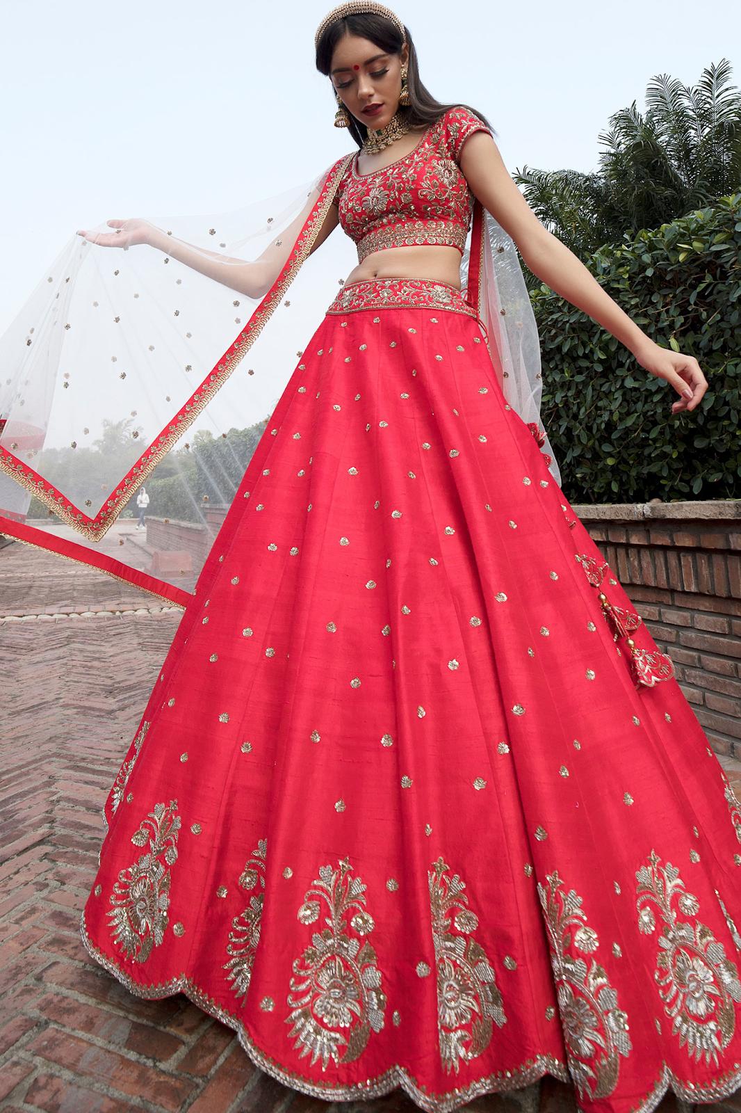 Buy FUSIONIC Magnificent Red colored Soft Net base Lehenga Choli For Women  at Amazon.in