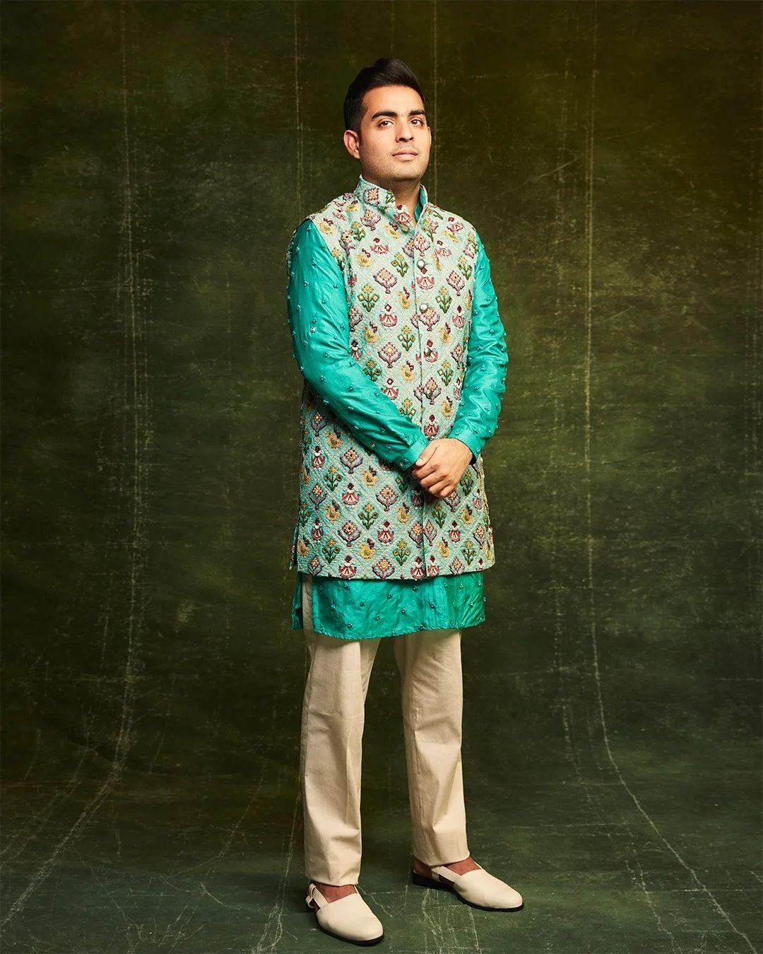blue kurta with nehru jacket
