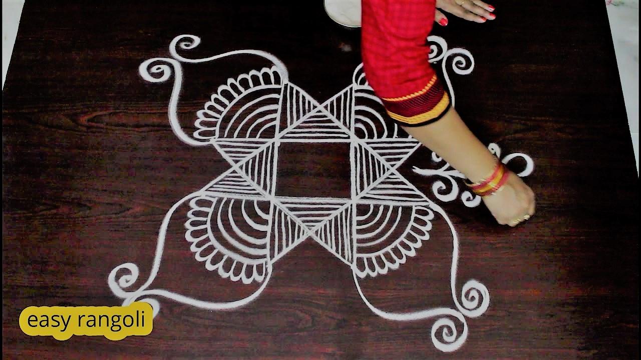 EASY RANGOLI DESIGN | Simple Rangoli Design on Paper | Diwali rangoli De...  | Easy rangoli designs, Simple rangoli, New rangoli designs