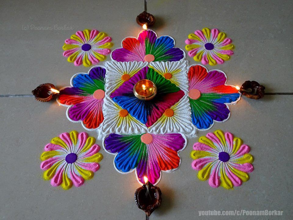 Simple Rangoli for Diwali with Mandala 