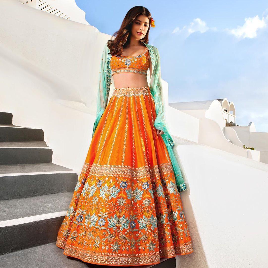 Buy Rust Orange Net Lehenga Online for Women by SILKY BINDRA - 3825476