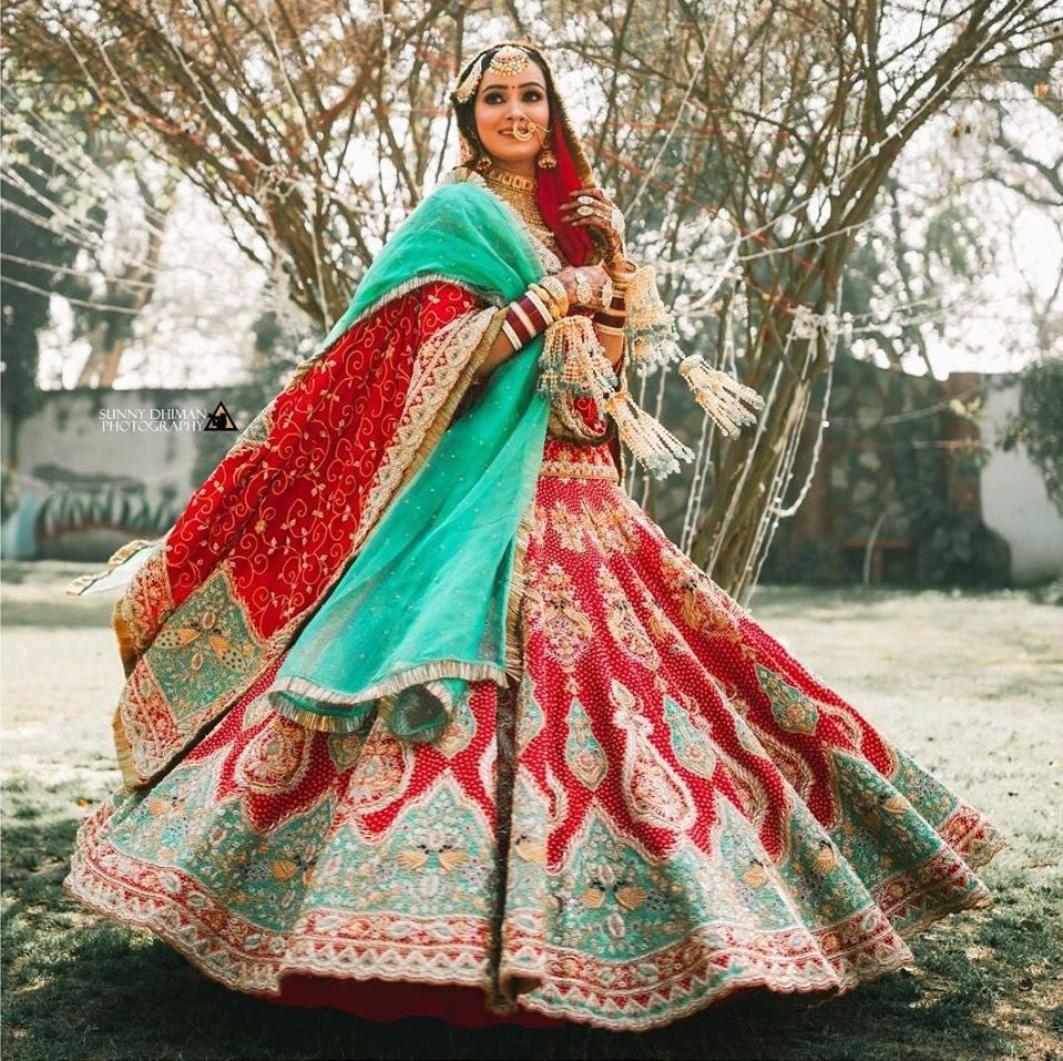 Stylee Lifestyle Red & Green Banarasi Semi Stitched Lehenga & Choli with  Dupatta