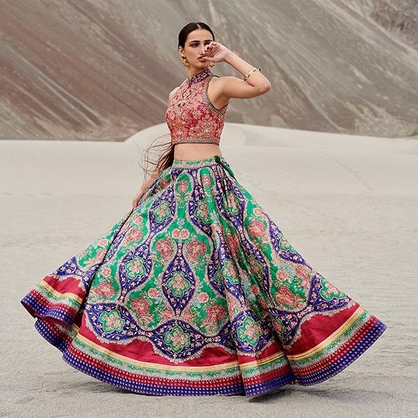 Rani and Mustard Combination Designer Lehenga Choli :: ANOKHI FASHION