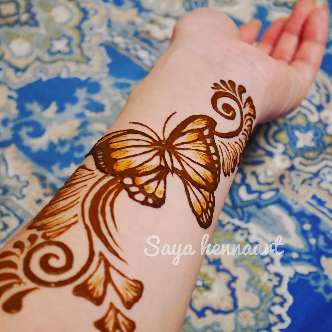 Butterfly & Vines Henna Design | Nature Tattoo