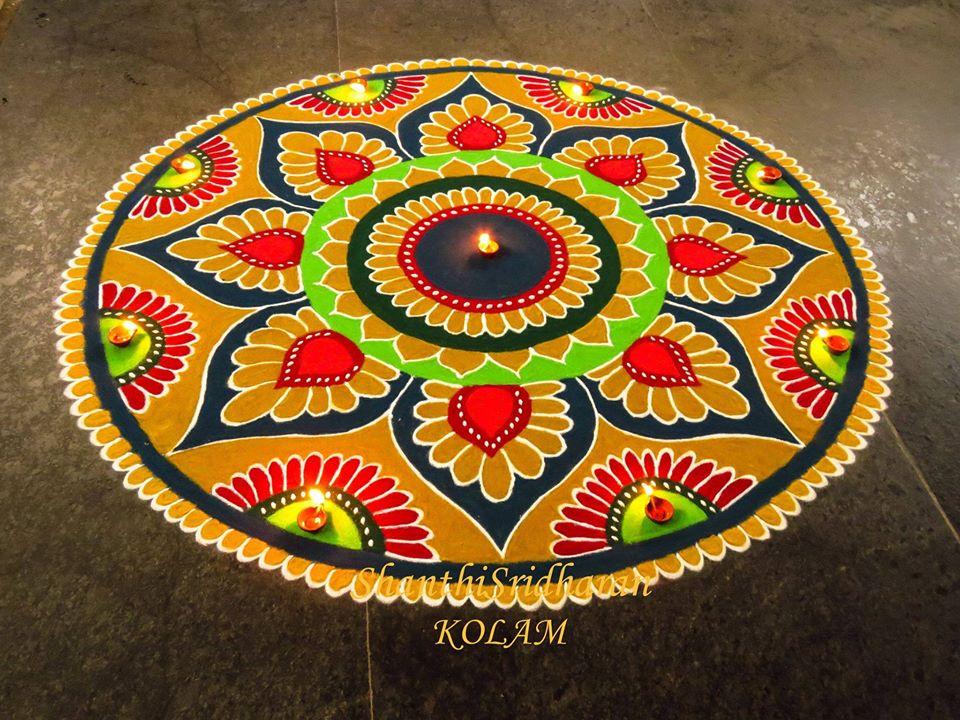 Simple Rangoli for Diwali with Mandala 