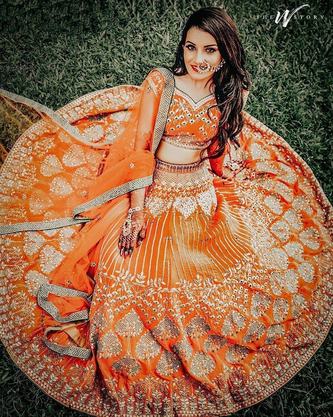 Bridal lehenga hotsell orange colour