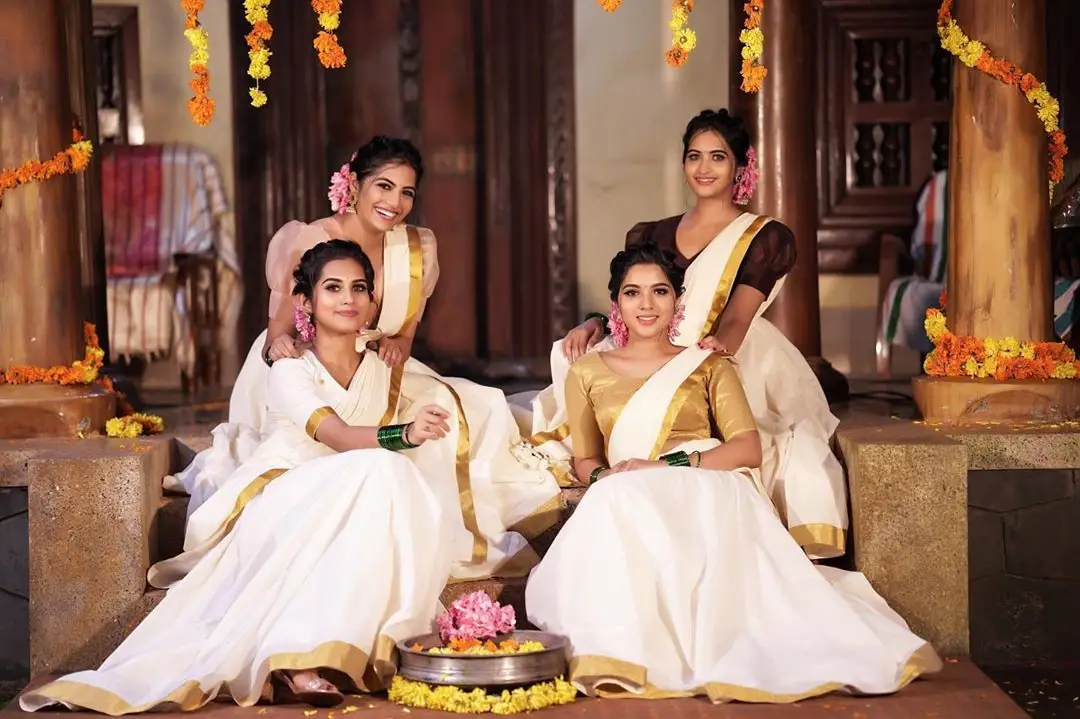 Onam 2021  Actress Bhavana menon in Traditional Half saree by Label M   Fashionworldhub
