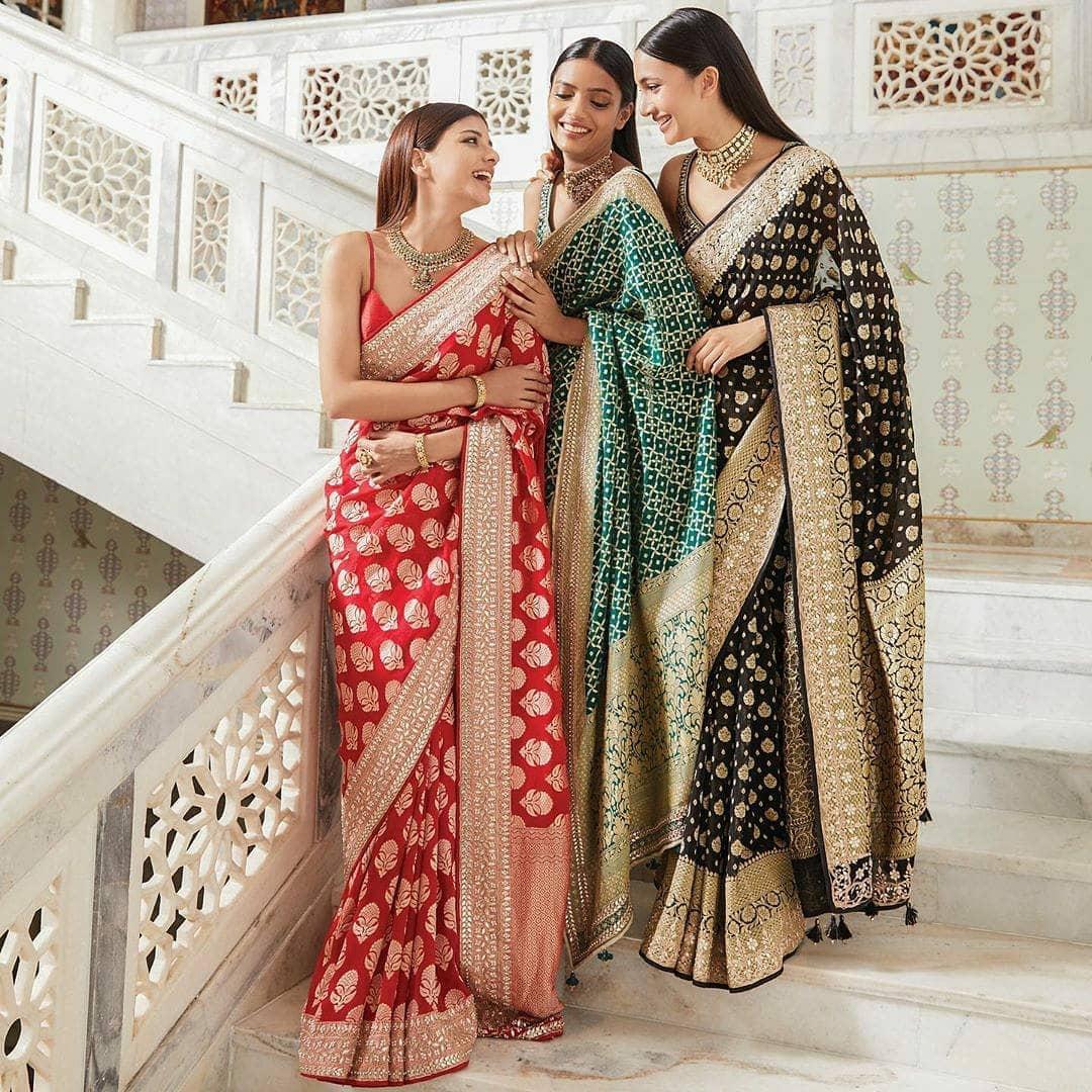 Green Silk Saree Matching Blouse | new saree kuchu design photos