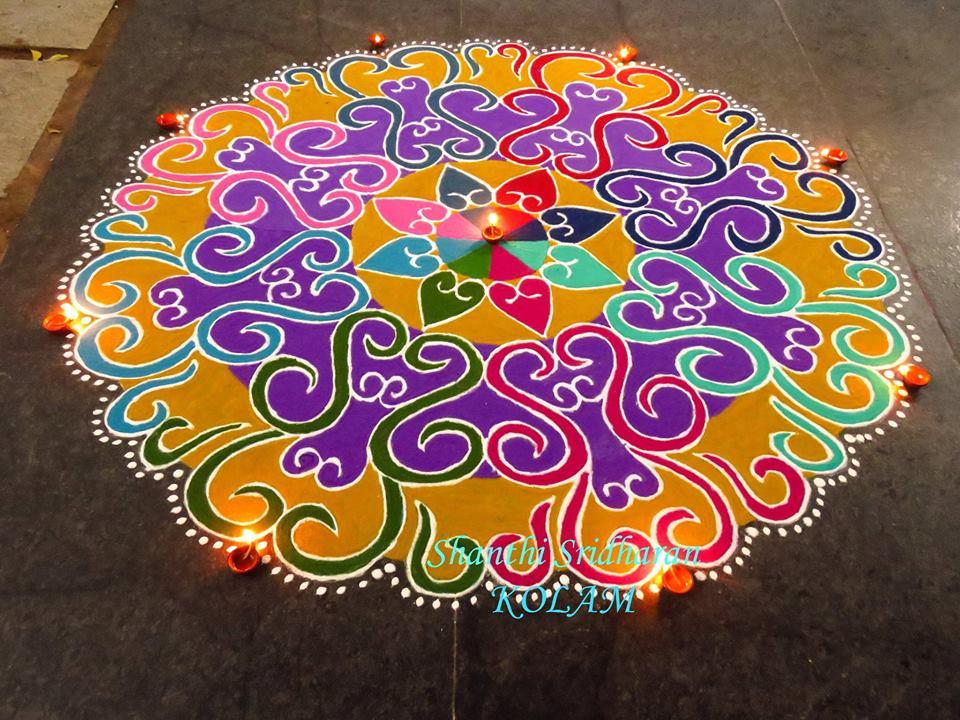 Simple Rangoli for Diwali with Mandala 