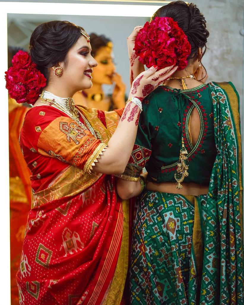 South Indian Bridal Saree Draping with Bridal Makeup and Bridal Hairstyle  Tutorial | Marriage Makeup - YouTube
