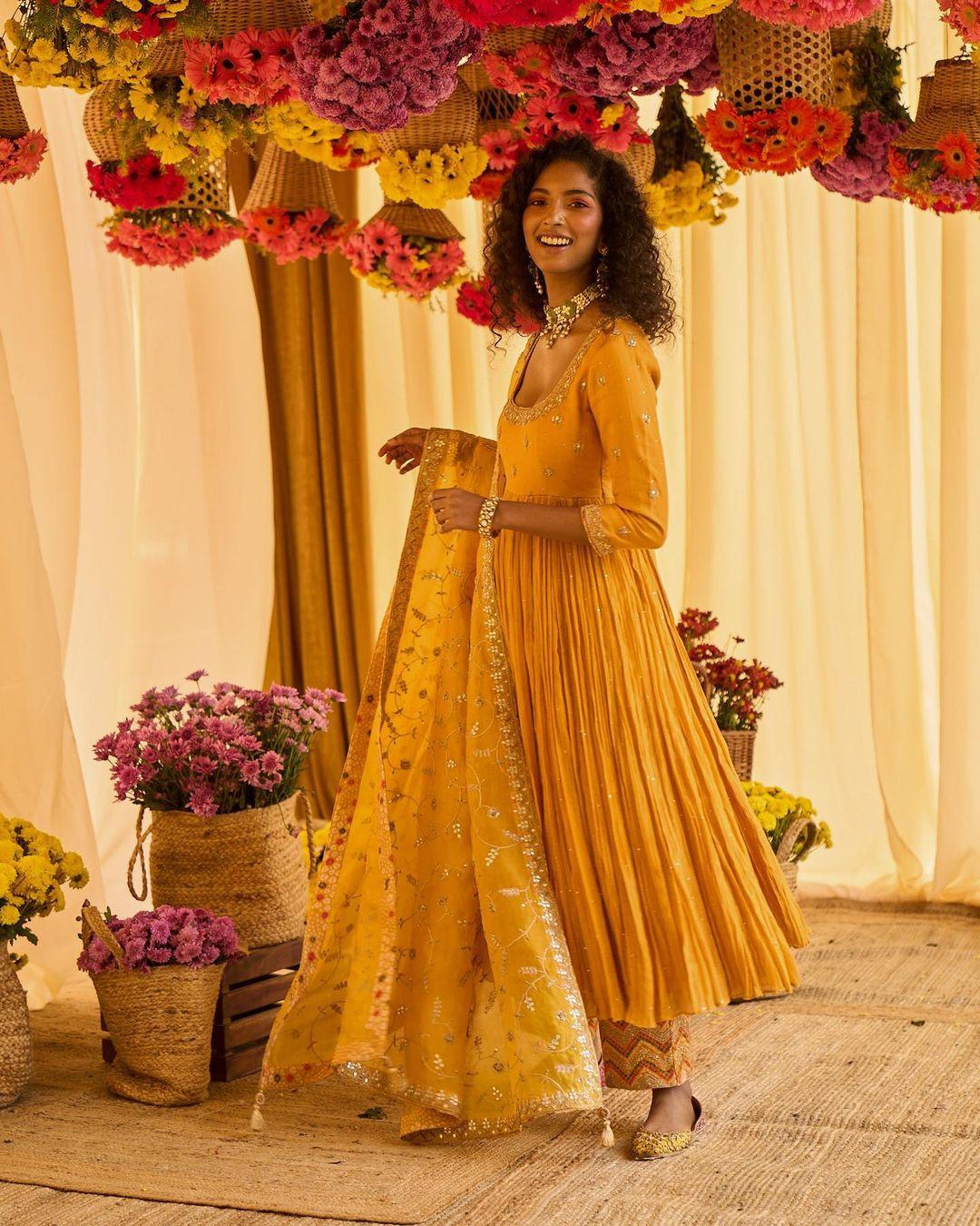 Haldi function shop bride dress