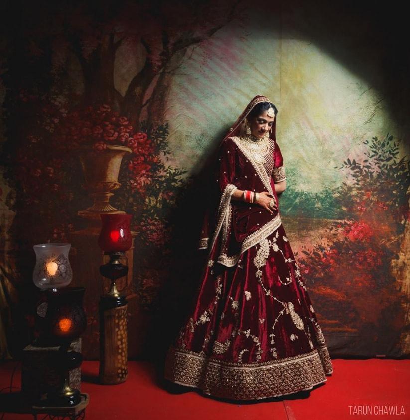 Butter Red Hand Embroidered Bridal Lehenga Set – Khushboo Baheti