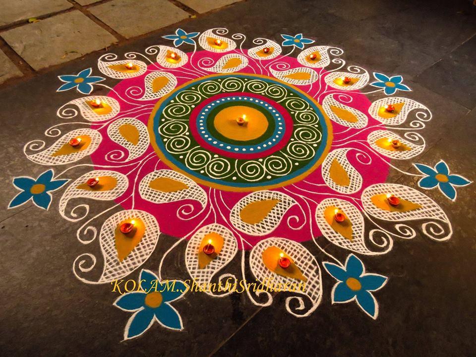 Simple Rangoli for Diwali with Mandala 