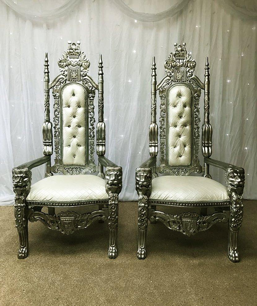 Bride & Groom White Chairs (King + Queen Chairs)