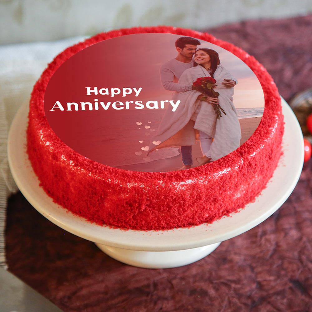 Simple Happy Wedding Anniversary Cake With Photo