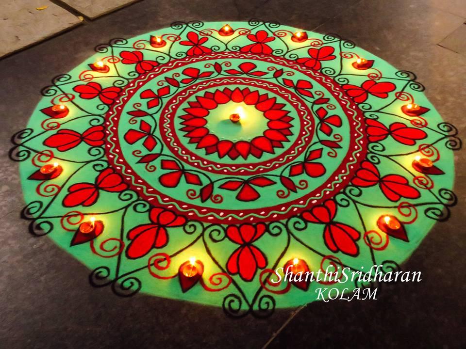 Simple Rangoli for Diwali with Mandala 