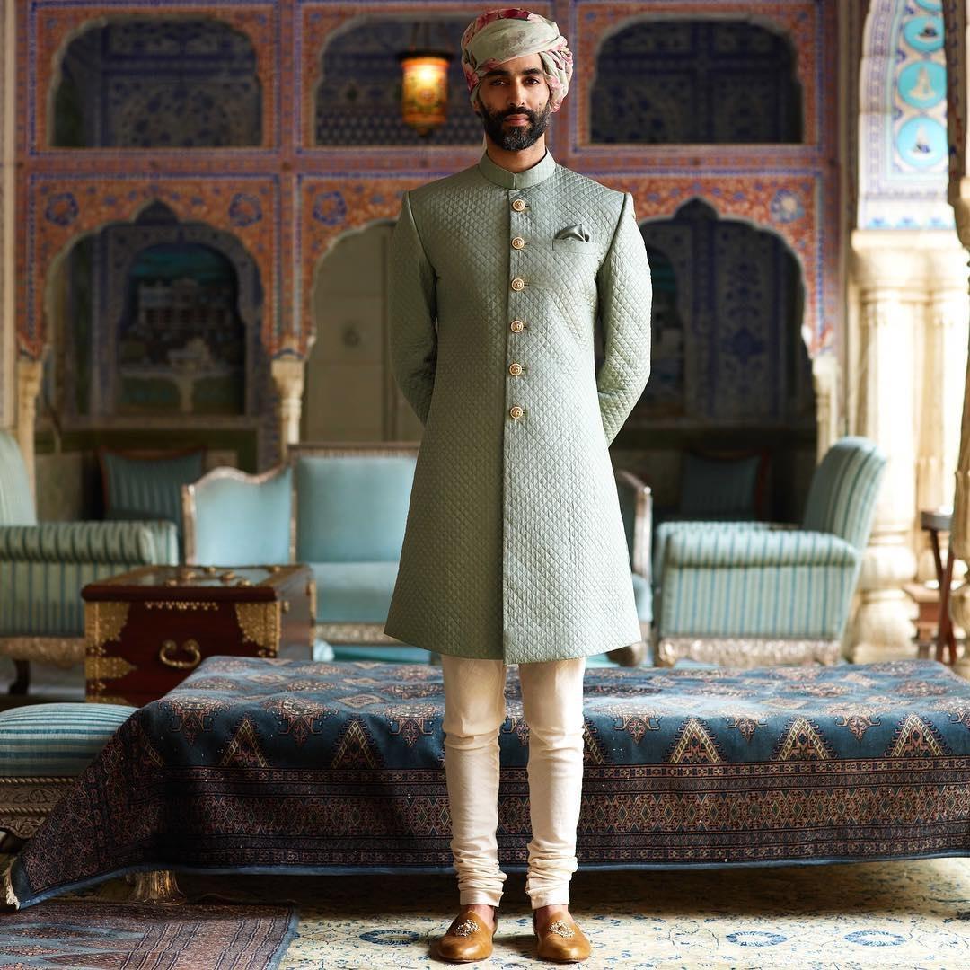 Hand embroidered Sherwani with kurta and pant set – Curato