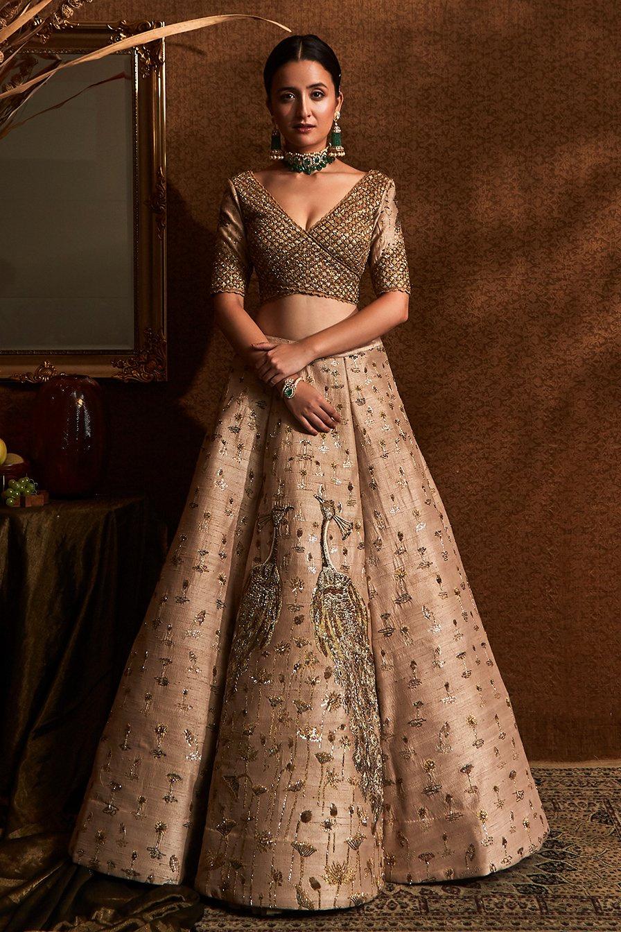 Gold lehengas sale