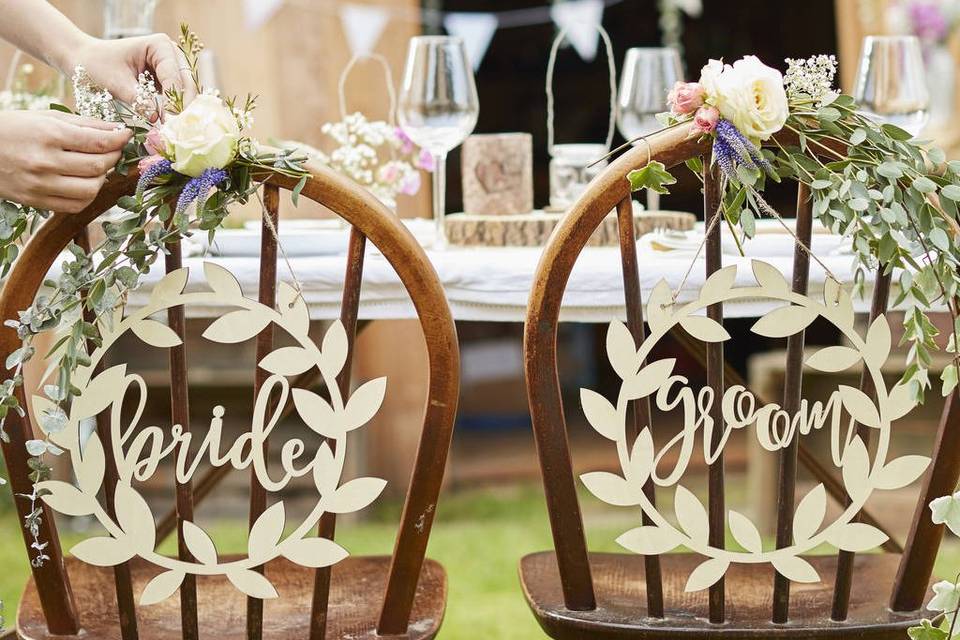 chair decorated with flowers