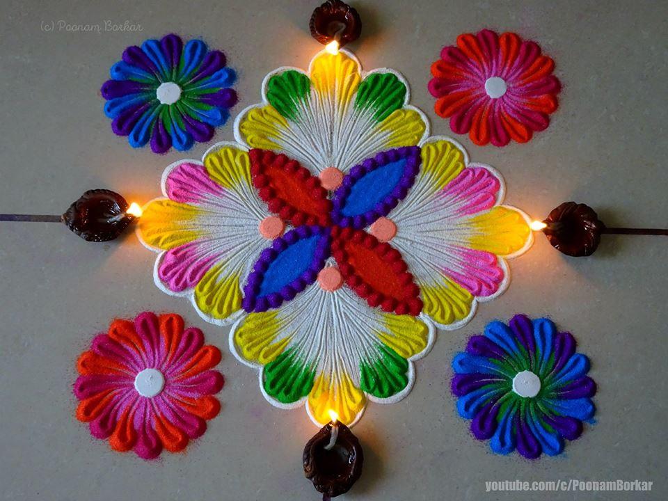 Simple Rangoli for Diwali with Mandala 