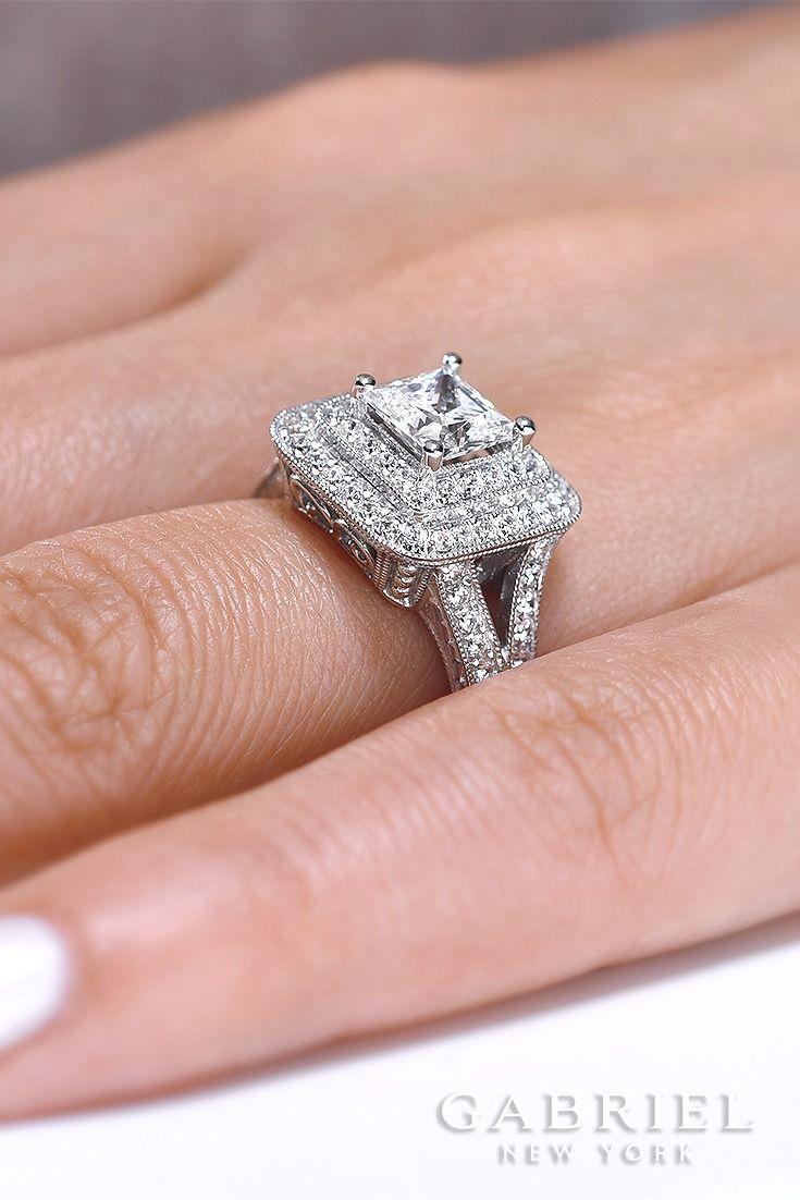 10 Carat Five-Row Princess Cut Engagement Ring | Princess diamond  engagement rings, 10 carat diamond ring, Split shank engagement rings