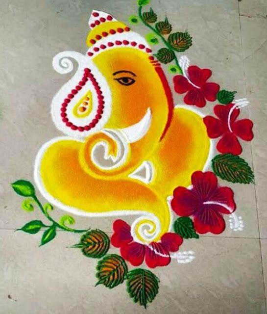 DIY- Easy Ganpati Rangoli Designs