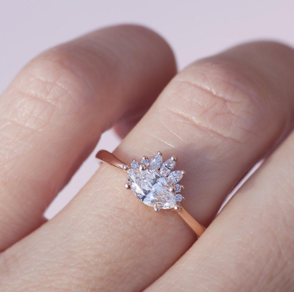 Minimalist engagement ring Rose Gold Simple Diamond engagement Anniversary  ring