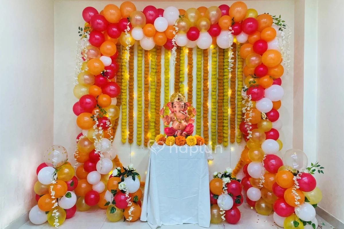 Colourful Background Ganesh Chaturthi Decoration