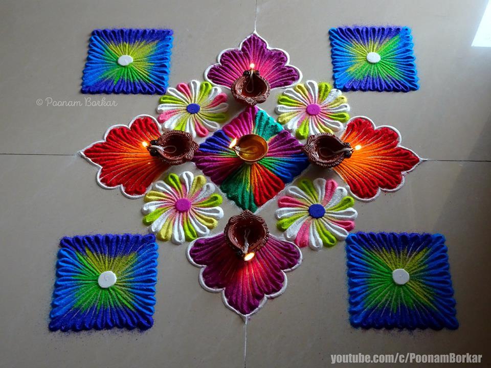 Simple Rangoli for Diwali with Mandala 