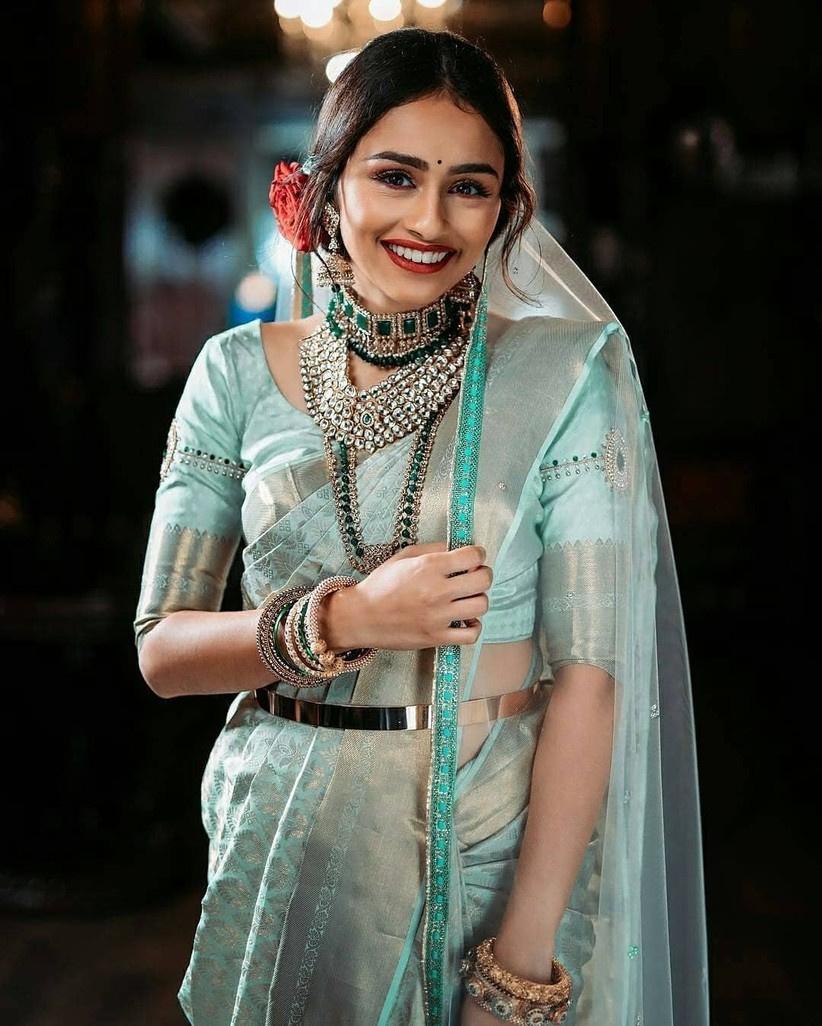 Blue banarasi saree for hotsell bengali marriage