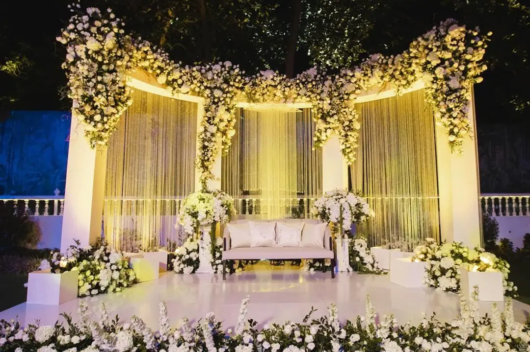 Wedding 3mx6m backdrop luxurious marriage stage background with Beatiful  Swag wedding stage backdrop decoration