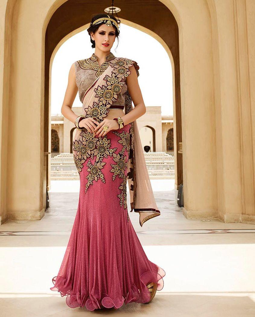 Beige Rose Georgette Fish-Cut Lehenga Set Design by The House of Ta-Ya at  Pernia's Pop Up Shop 2024