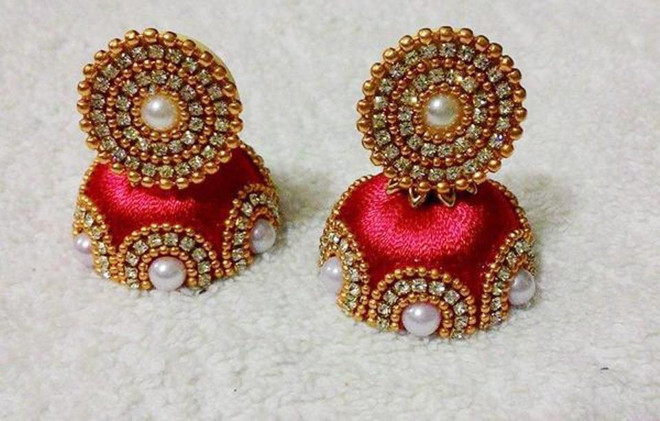 Silk thread earrings new deals designs 2019