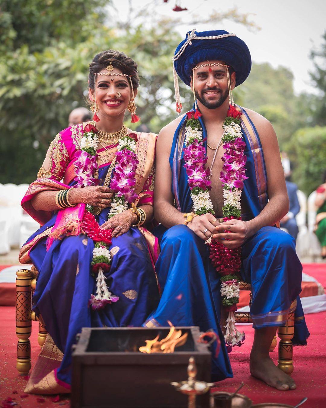 A Traditional Maharashtrian Wedding With A Touch Of Elegant Royalty |  Wedding outfits for groom, Couple wedding dress, Wedding matching outfits