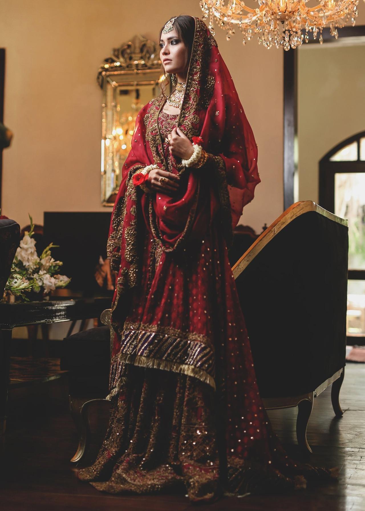 Deep Cerise Angrakha Lehenga Suit Pakistani Designer Angrakha Lehenga Suits