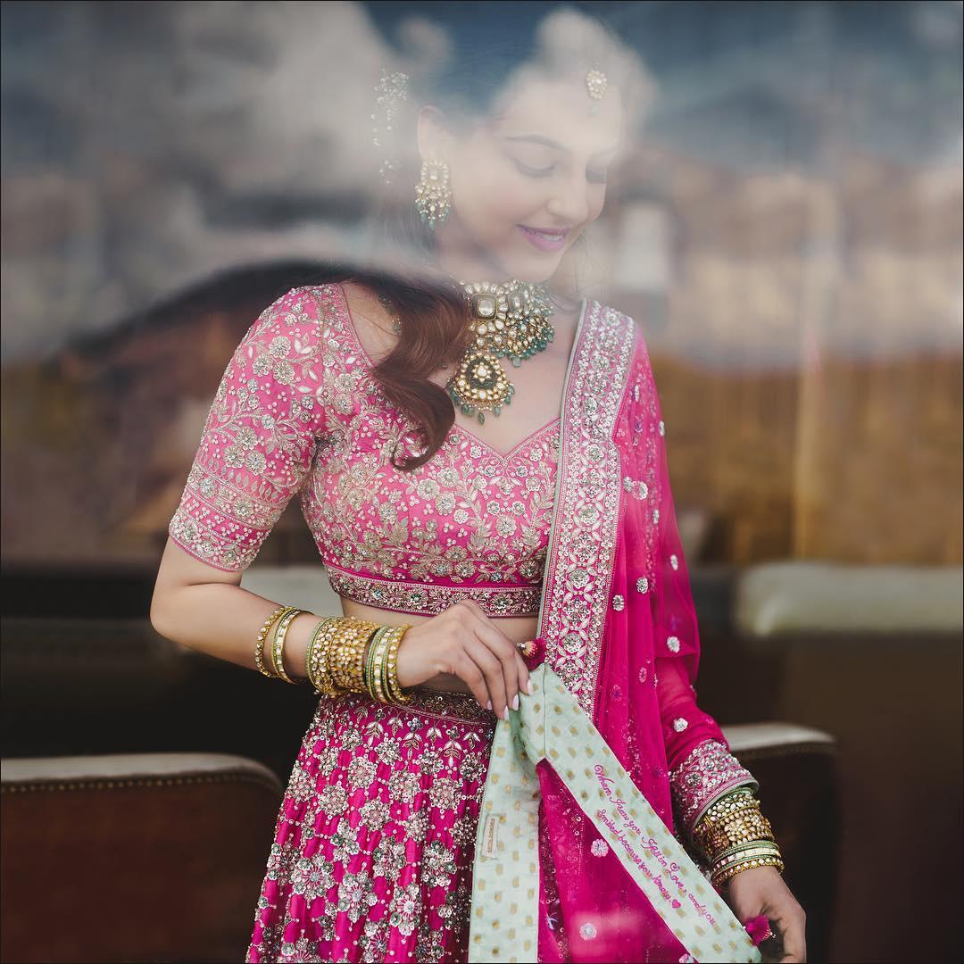 Rani pink Colour Embroidered Attractive Party Wear Silk Lehenga choli –  Royskart