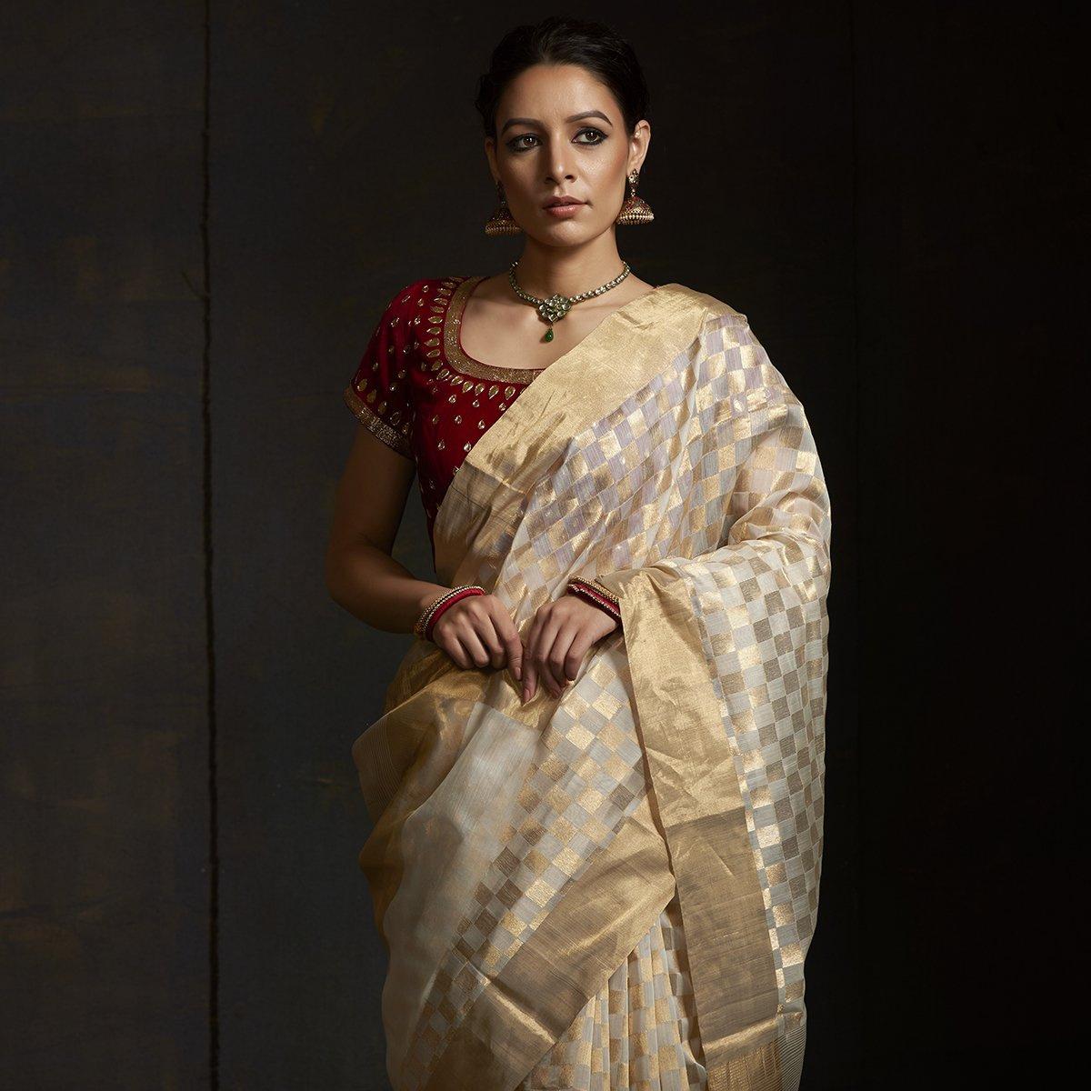 premium Pure Hand Printed Chanderi Silk Sarees With Blouse at Rs.1590/Pack  in surat offer by geet gauri fashion