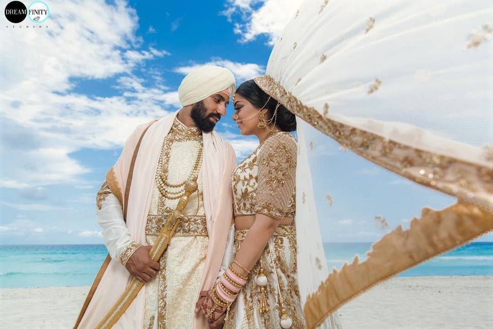 white lehenga bridal look