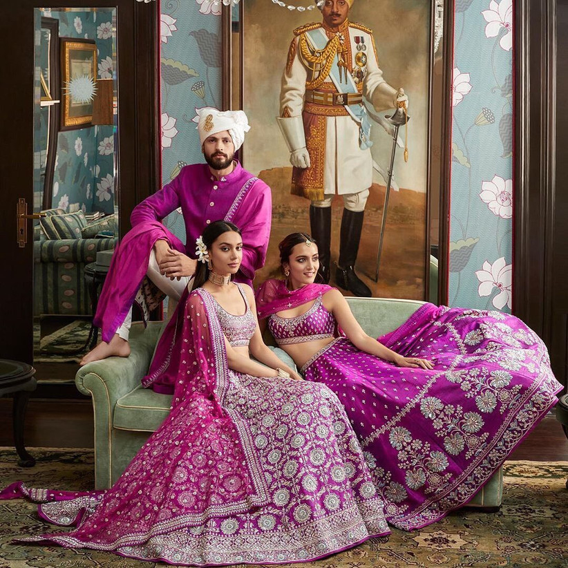 purple colour wedding lehenga