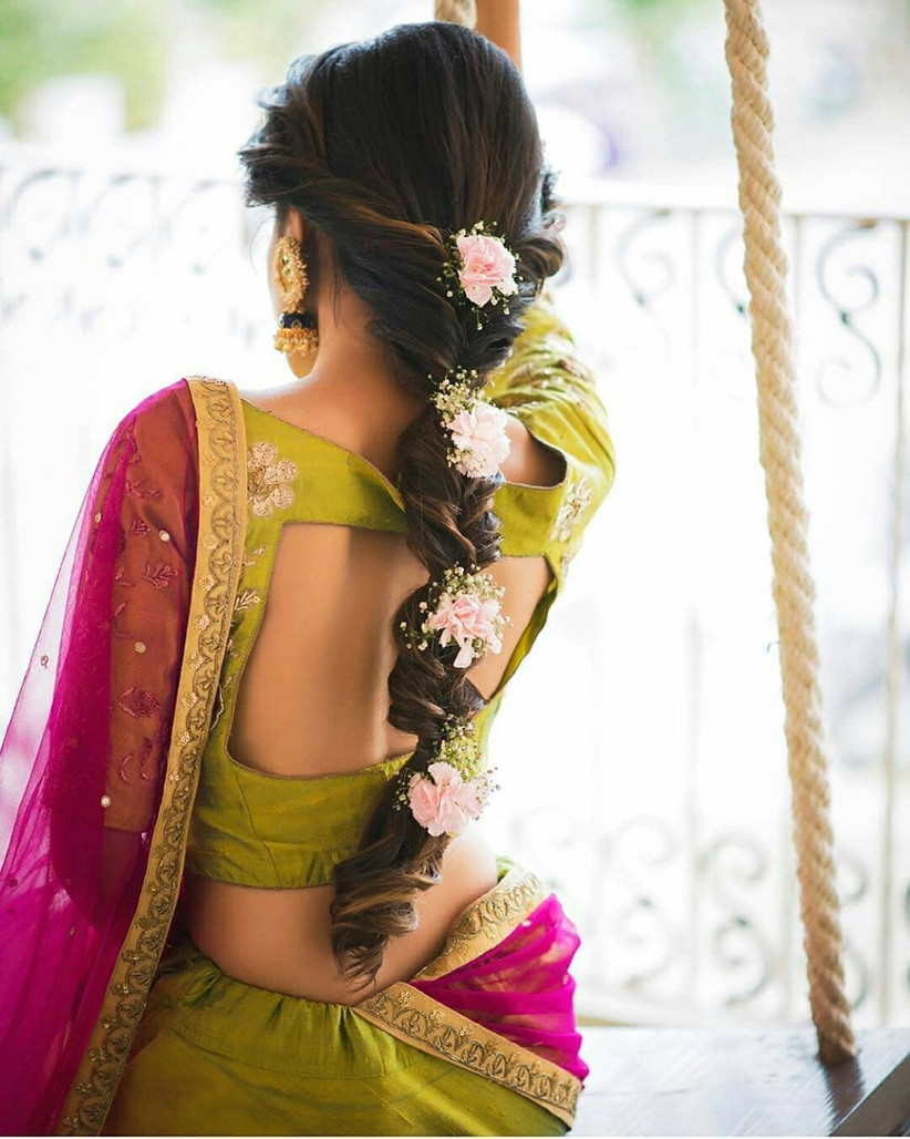 Traditional Southern Indian bride's bridal braid hair. #Hairstyle by Swank  Studio… | Indian bridal hairstyles, Indian wedding bride, Bridal hairstyle  indian wedding