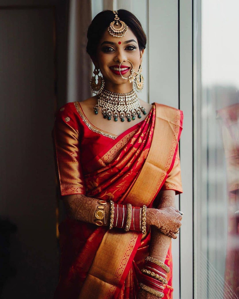 red bridal saree