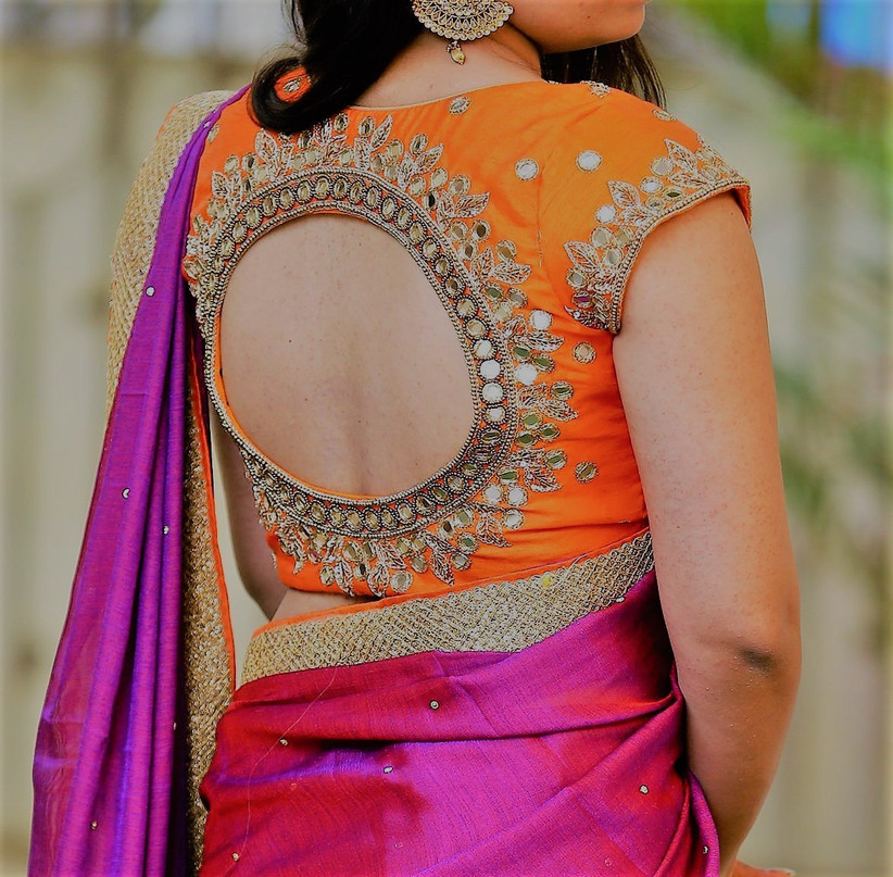 Plain Saree With Mirror Work Blouse: Inspire the Latest Bridal Look