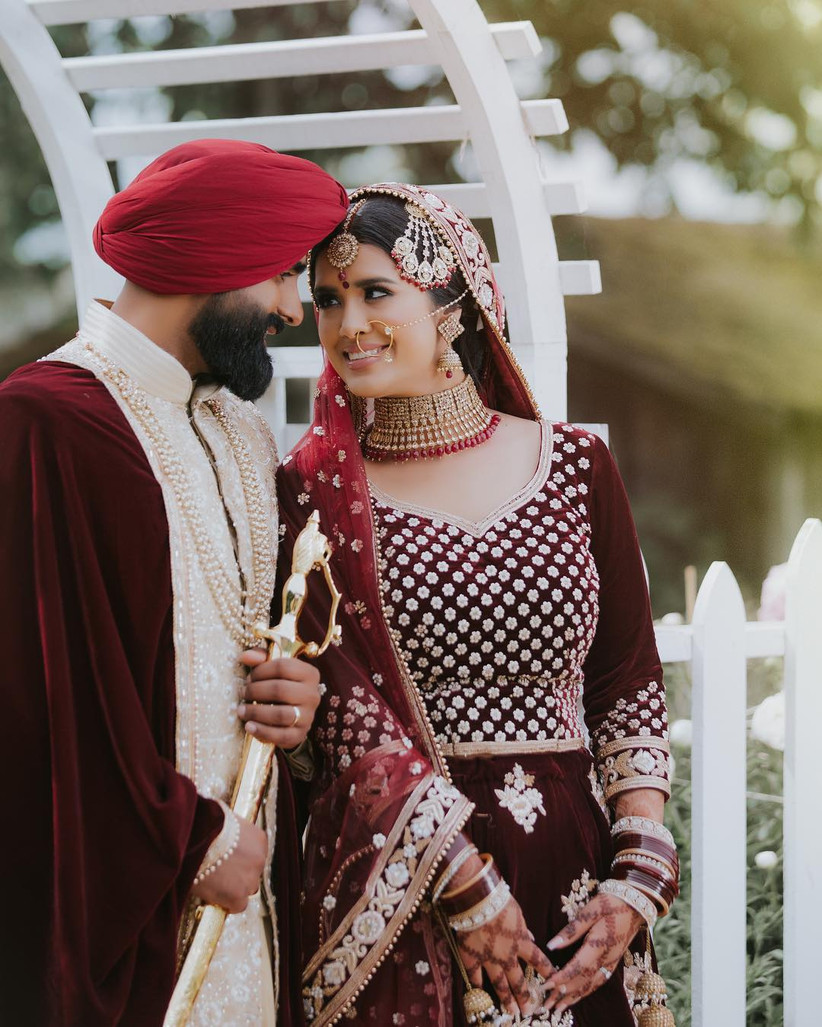 dark red indian bridal dress